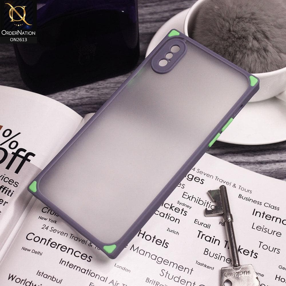 iPhone XS / X Cover - Gray - Square Style Semi Tranparent Color Soft Frame Matte Hard Case