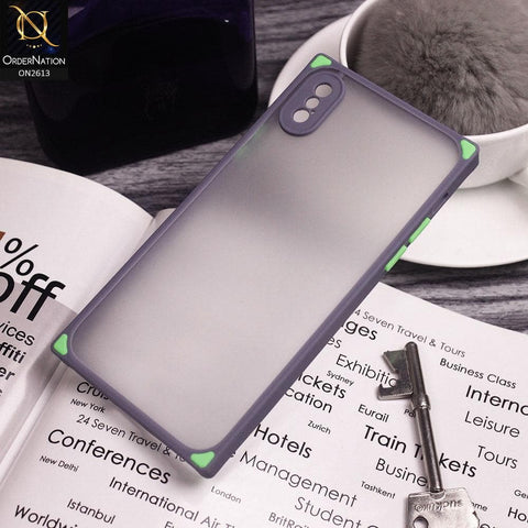 iPhone XS / X Cover - Gray - Square Style Semi Tranparent Color Soft Frame Matte Hard Case