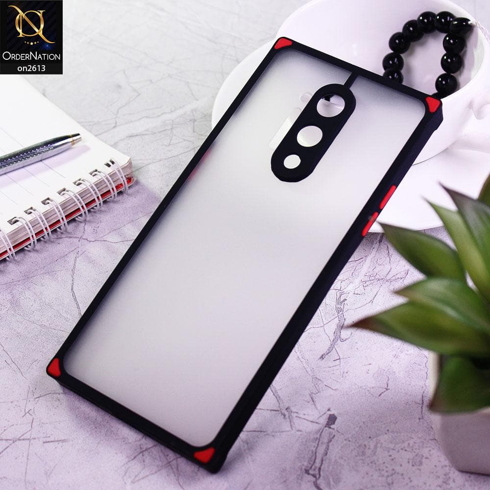 OnePlus 8 Pro Cover - Black - Square Style Semi Tranparent Color Soft Frame Matte Hard Case