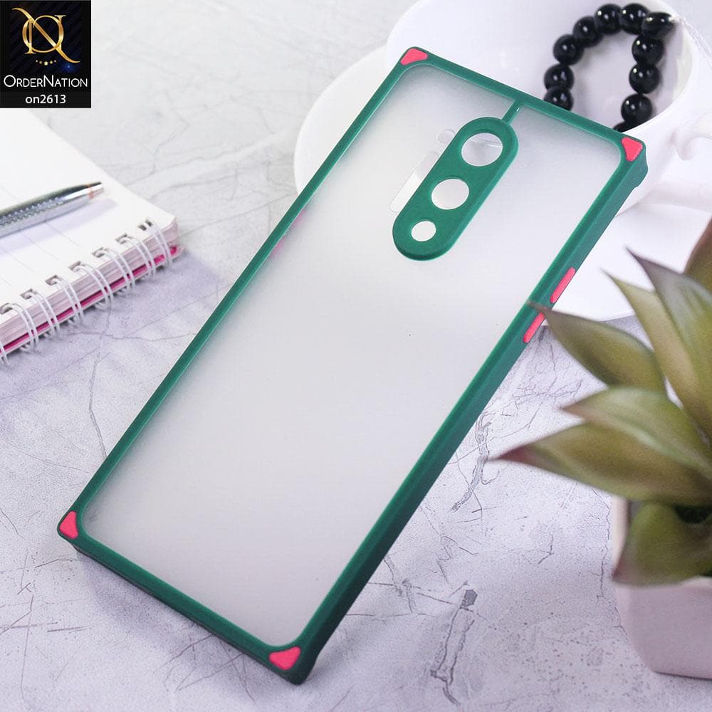 OnePlus 8 Pro Cover - Green - Square Style Semi Tranparent Color Soft Frame Matte Hard Case