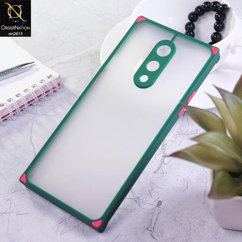 OnePlus 8 Pro Cover - Green - Square Style Semi Tranparent Color Soft Frame Matte Hard Case