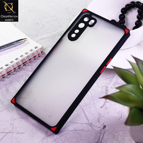 OnePlus Nord Cover - Black - Square Style Semi Tranparent Color Soft Frame Matte Hard Case