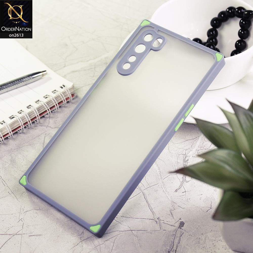 OnePlus Nord Cover - Gray - Square Style Semi Tranparent Color Soft Frame Matte Hard Case