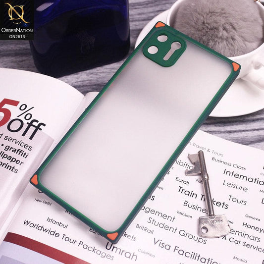 Realme C11 Cover - Green - Square Style Semi Tranparent Color Soft Frame Matte Hard Case