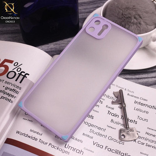 Realme C11 Cover - Purple - Square Style Semi Tranparent Color Soft Frame Matte Hard Case
