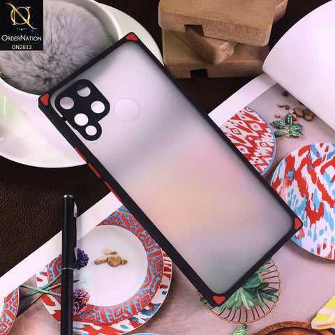Realme C15 Cover - Black - Square Style Semi Tranparent Color Soft Frame Matte Hard Case