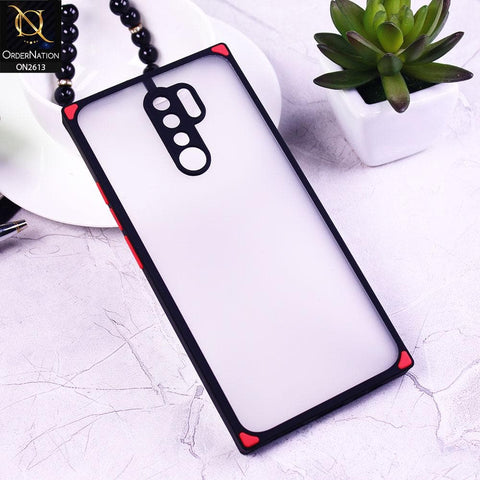 Xiaomi Poco M2 Cover - Black - Square Style Semi Tranparent Color Soft Frame Matte Hard Case
