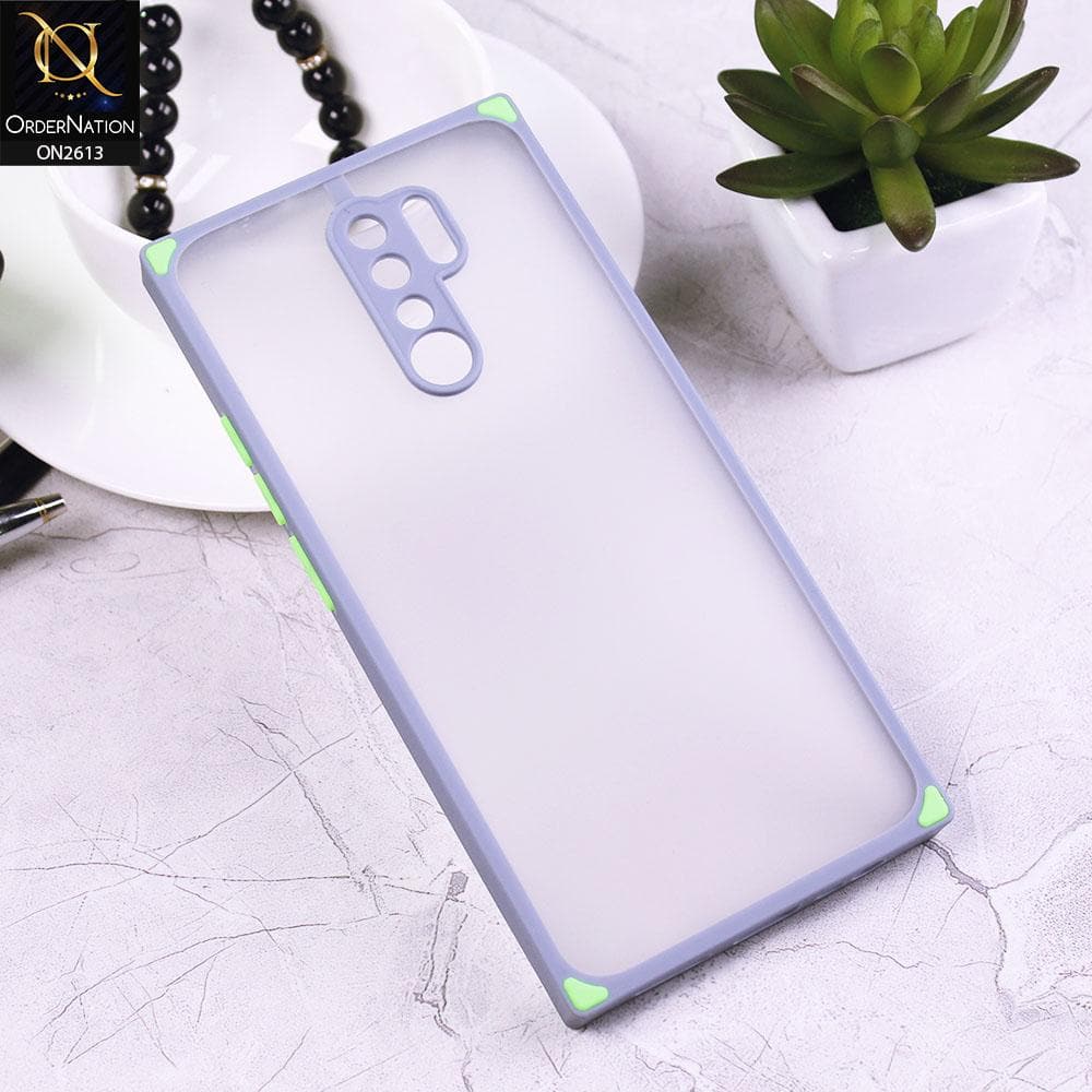 Xiaomi Poco M2 Cover - Gray - Square Style Semi Tranparent Color Soft Frame Matte Hard Case
