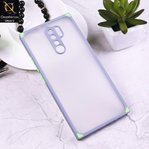 Xiaomi Poco M2 Cover - Gray - Square Style Semi Tranparent Color Soft Frame Matte Hard Case