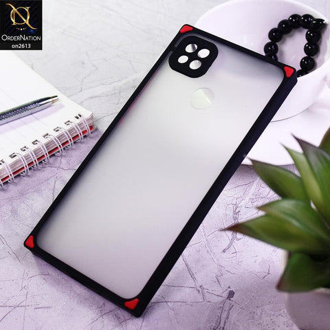 Xiaomi Redmi 9C Cover - Black - Square Style Semi Tranparent Color Soft Frame Matte Hard Case