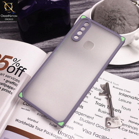 Vivo Y17 Cover - Gray - Square Style Semi Tranparent Color Soft Frame Matte Hard Case