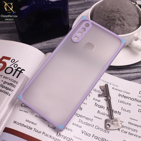 Vivo Y15 Cover - Purple - Square Style Semi Tranparent Color Soft Frame Matte Hard Case
