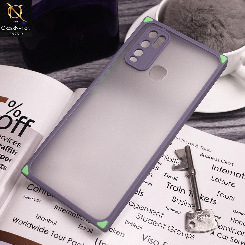 Vivo Y30 Cover - Gray - Square Style Semi Tranparent Color Soft Frame Matte Hard Case