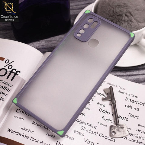 Vivo Y30 Cover - Gray - Square Style Semi Tranparent Color Soft Frame Matte Hard Case