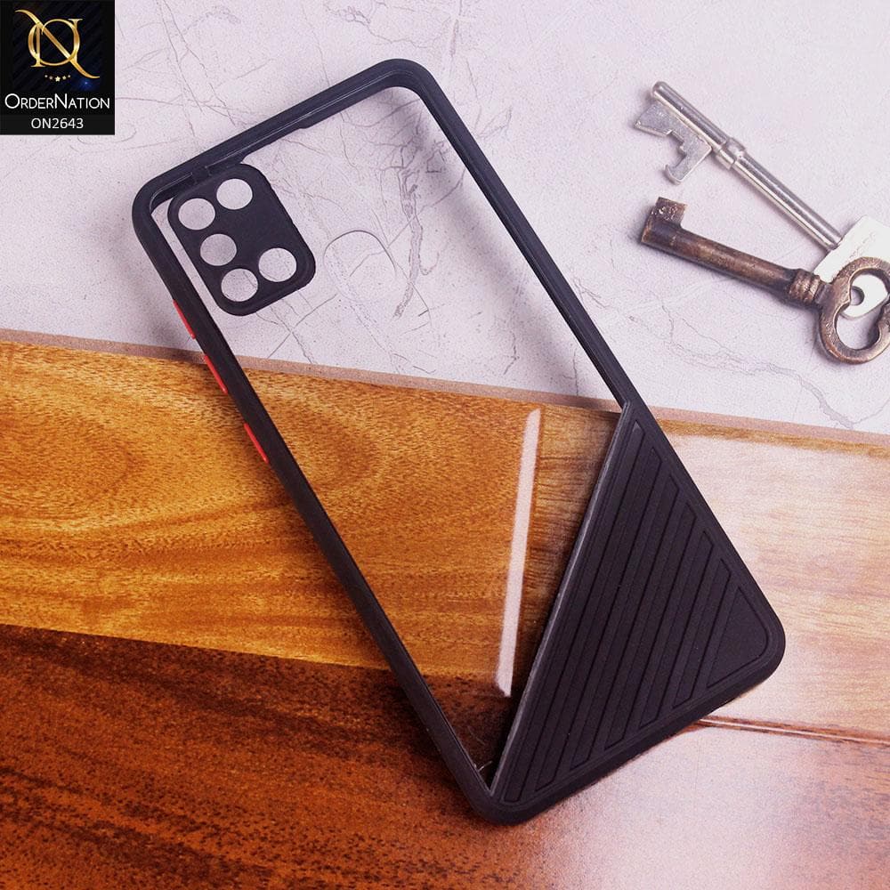 Samsung Galaxy A21s Cover - Black - New Stylish Dual Touch Transparent Soft Triangle Case