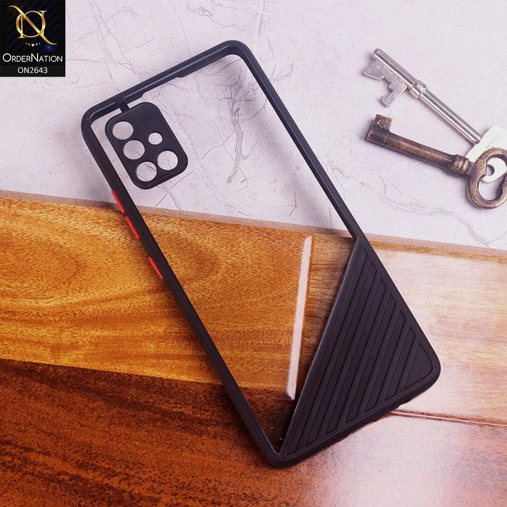 Samsung Galaxy A51 Cover - Black - New Stylish Dual Touch Transparent Soft Triangle Case