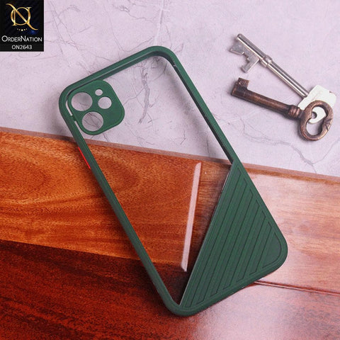 iPhone 11 Cover - Green - New Stylish Dual Touch Transparent Soft Triangle Case