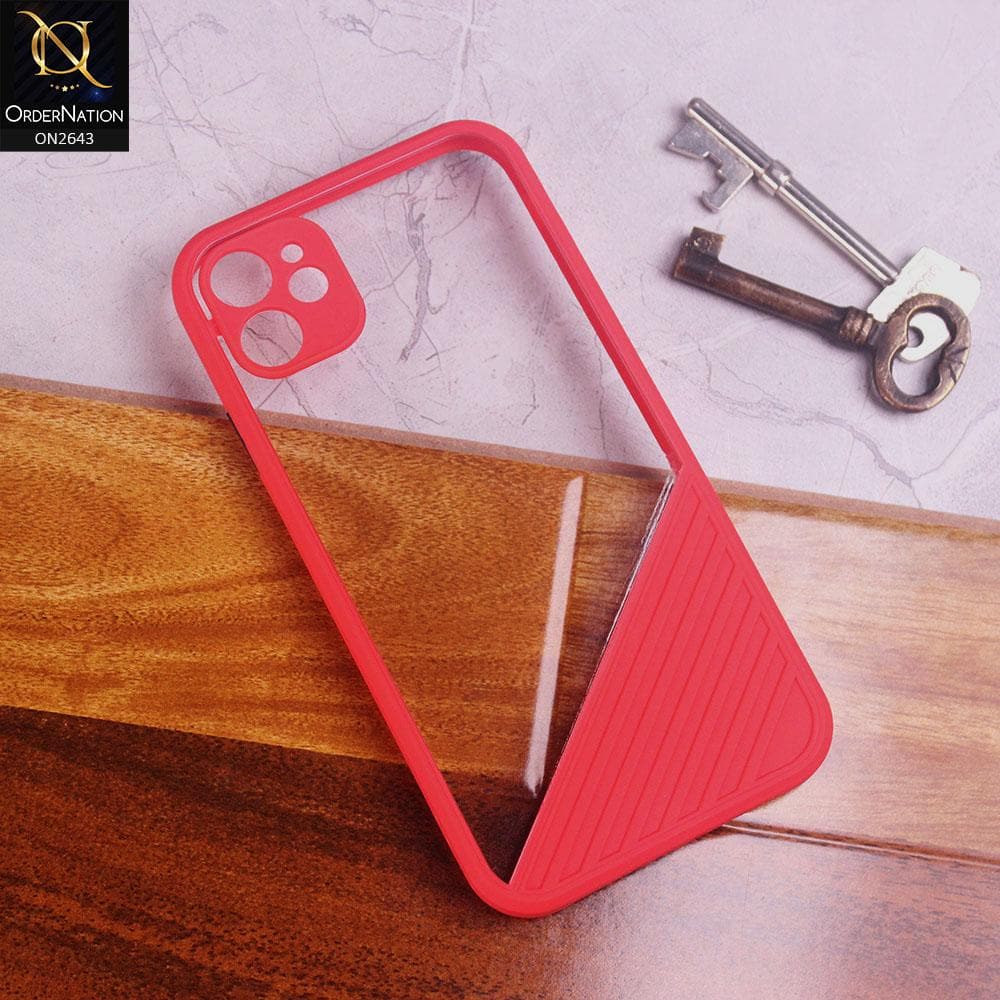 iPhone 11 Cover - Red - New Stylish Dual Touch Transparent Soft Triangle Case
