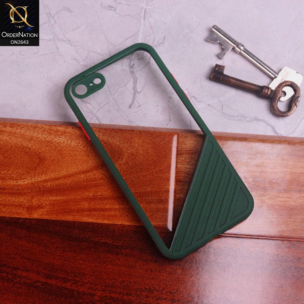 iPhone 8 / 7 Cover - Green - New Stylish Dual Touch Transparent Soft Triangle Case