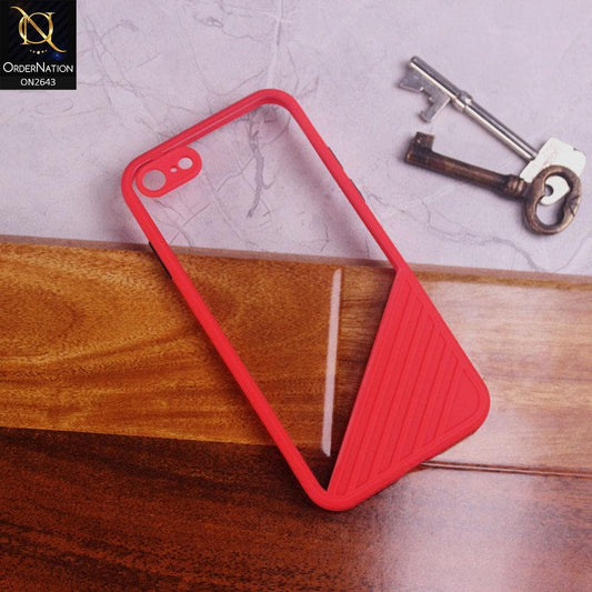 iPhone 8 / 7 Cover - Red - New Stylish Dual Touch Transparent Soft Triangle Case