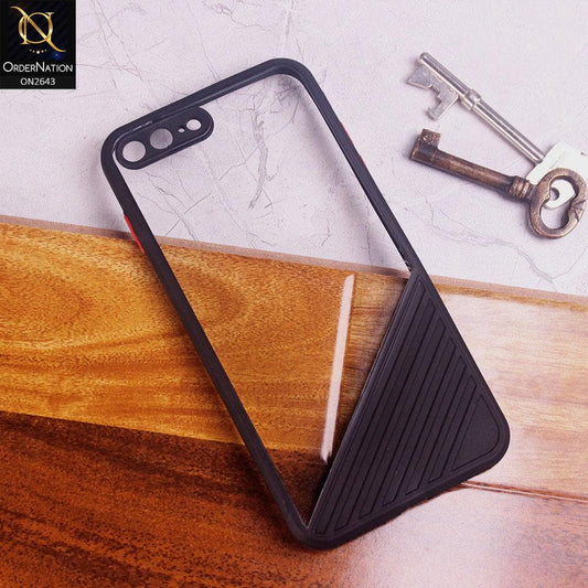 iPhone 8 Plus / 7 Plus Cover - Black - New Stylish Dual Touch Transparent Soft Triangle Case