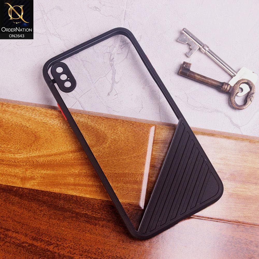 iPhone XS Max Cover - Black - New Stylish Dual Touch Transparent Soft Triangle Case