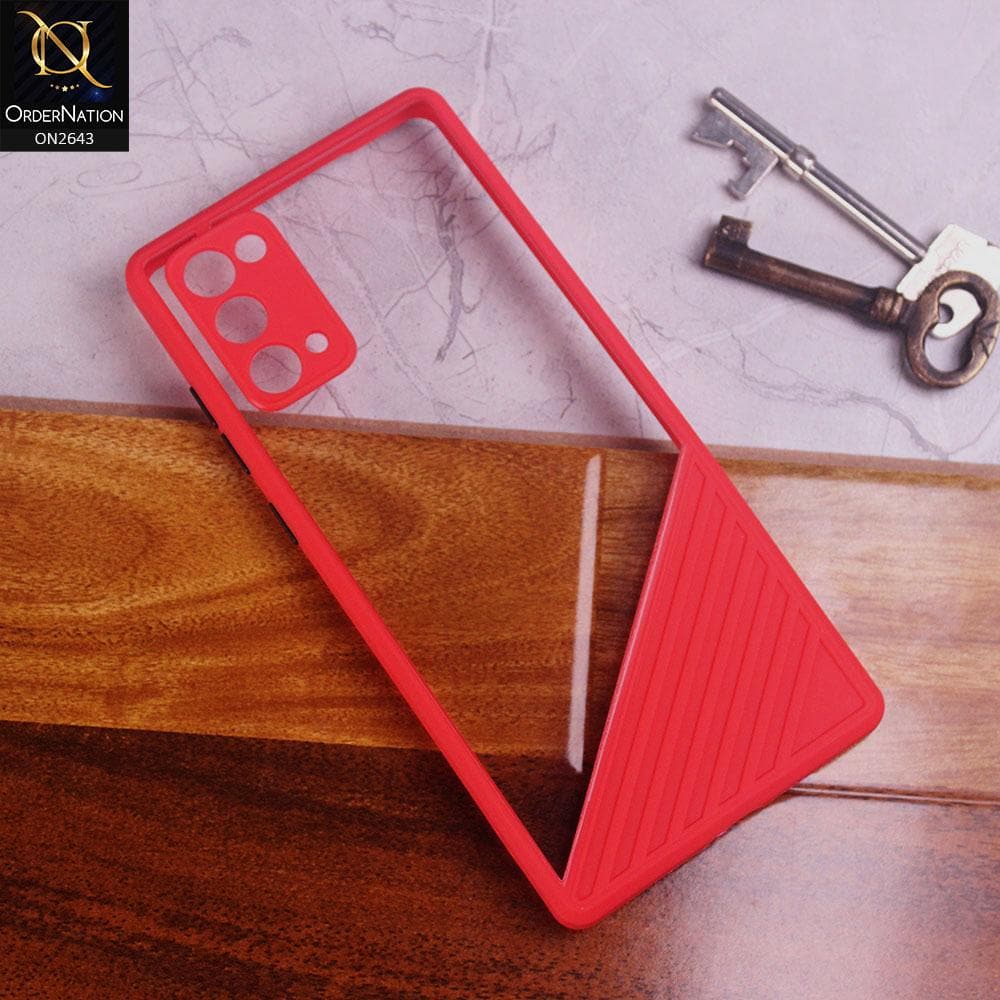 Samsung Galaxy Note 20 Cover - Red - New Stylish Dual Touch Transparent Soft Triangle Case