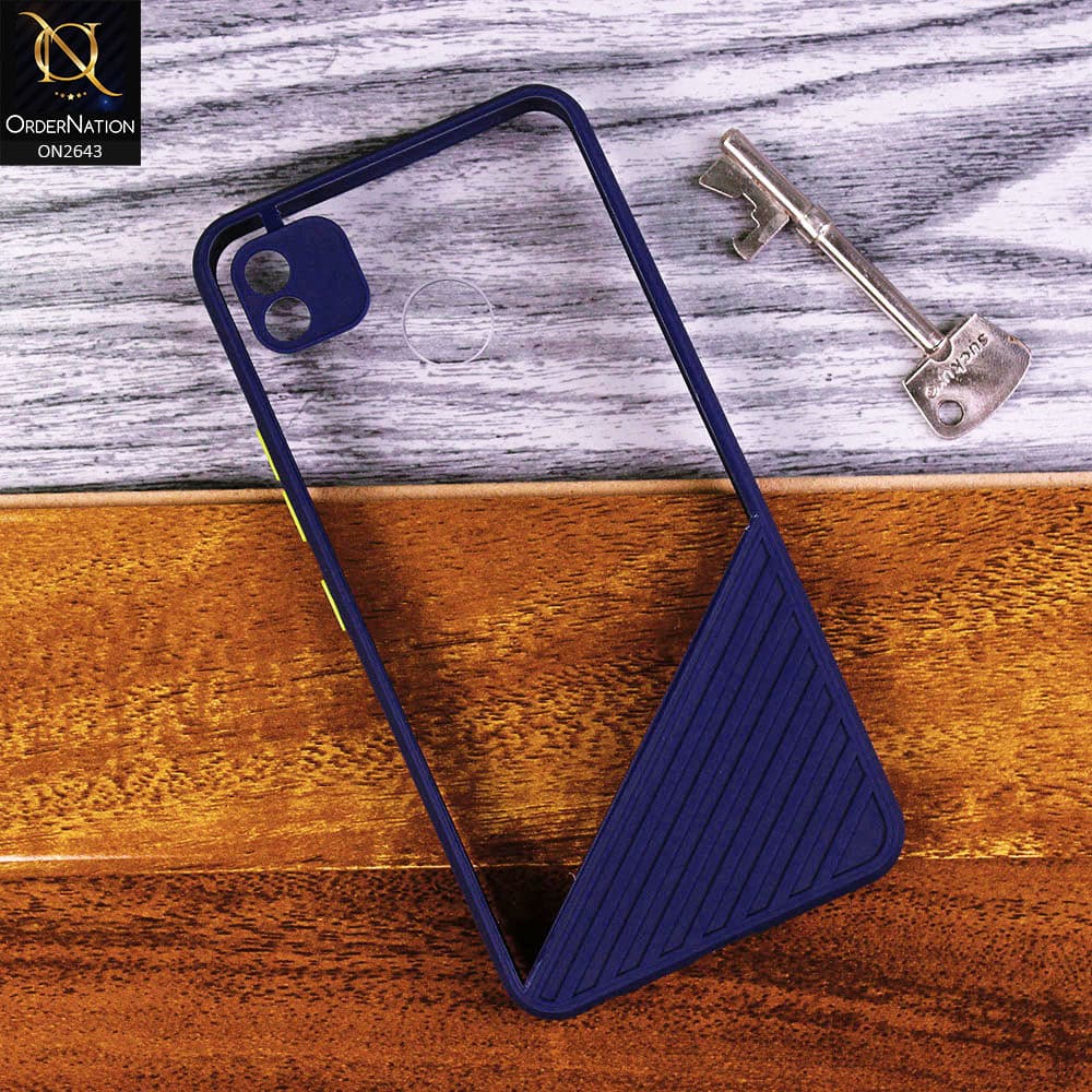Tecno Pop 4 Cover - Blue - New Stylish Dual Touch Transparent Soft Triangle Case