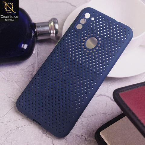 Samsung Galaxy A11 Cover - Blue - Cooling Breathing Mesh Soft Rubber Feel Phone Case
