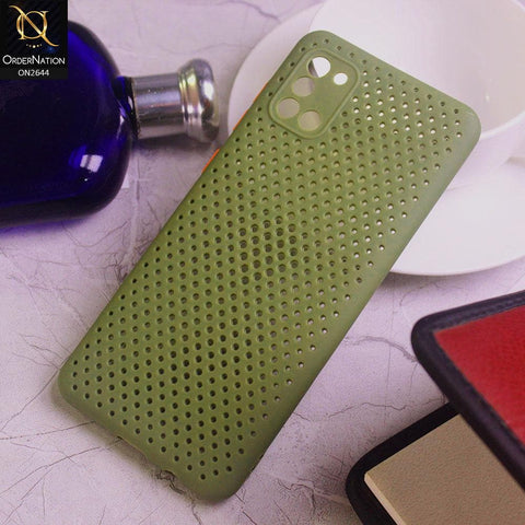 Samsung Galaxy A31 Cover - Light Green - Cooling Breathing Mesh Soft Rubber Feel Phone Case