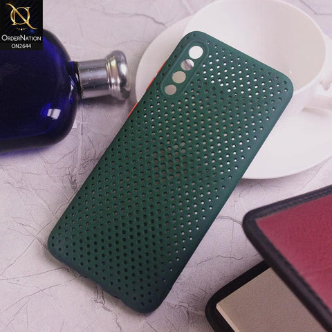 Samsung Galaxy A50 Cover - Dark Green - Cooling Breathing Mesh Soft Rubber Feel Phone Case