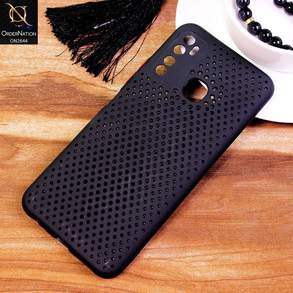 Tecno Camon 15 Cover - Black - Cooling Breathing Mesh Soft Rubber Feel Phone Case