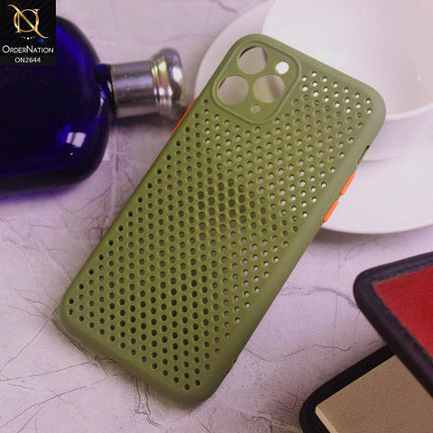 iPhone 11 Pro Cover - Light Green - Cooling Breathing Mesh Soft Rubber Feel Phone Case