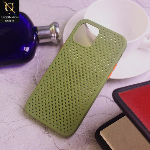 iPhone 12 Pro Cover - Light Green - Cooling Breathing Mesh Soft Rubber Feel Phone Case