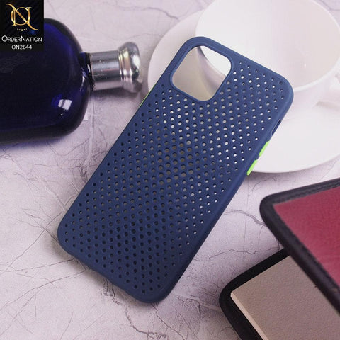 iPhone 12 Mini Cover - Blue - Cooling Breathing Mesh Soft Rubber Feel Phone Case