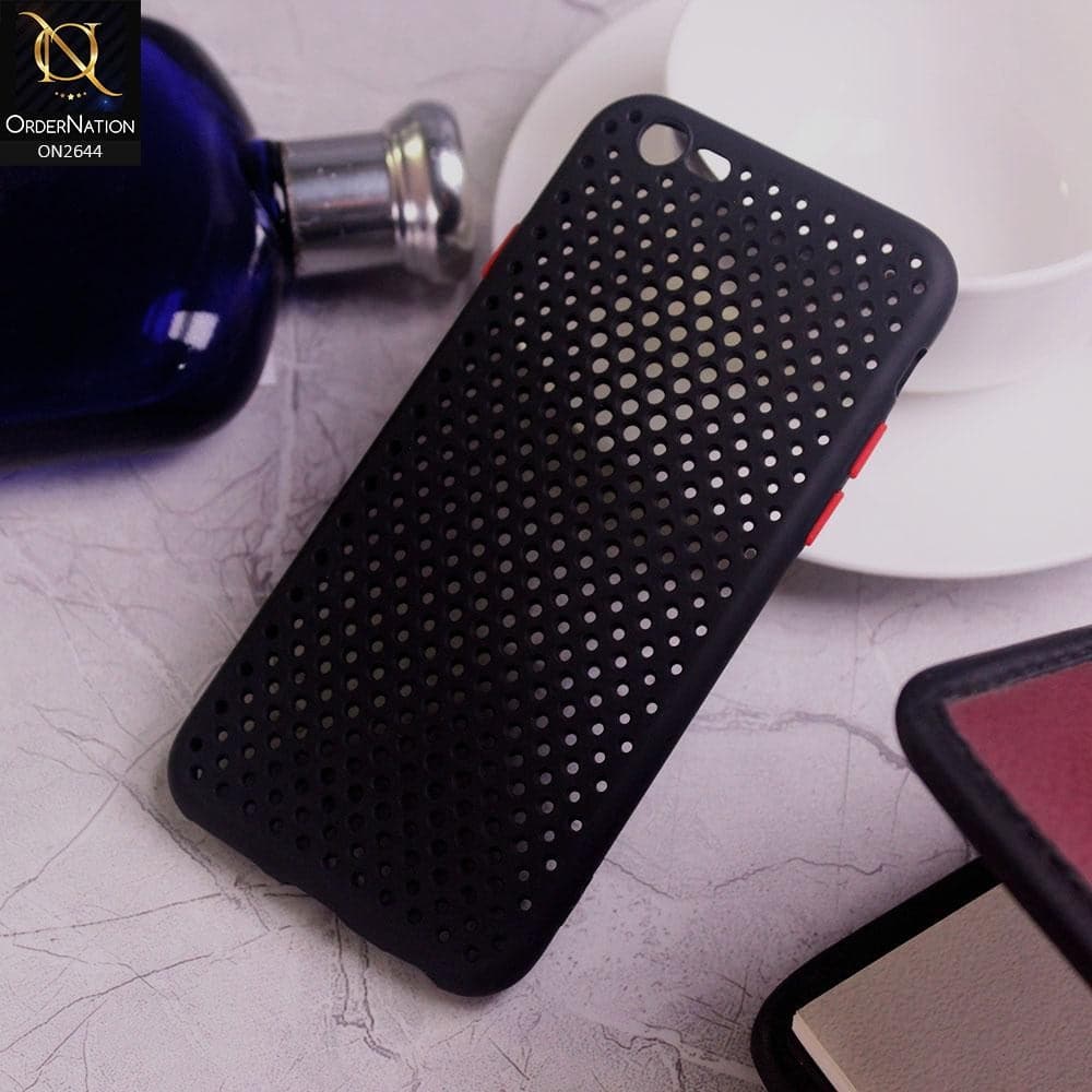 iPhone 6s Plus / 6 Plus Cover - Black - Cooling Breathing Mesh Soft Rubber Feel Phone Case