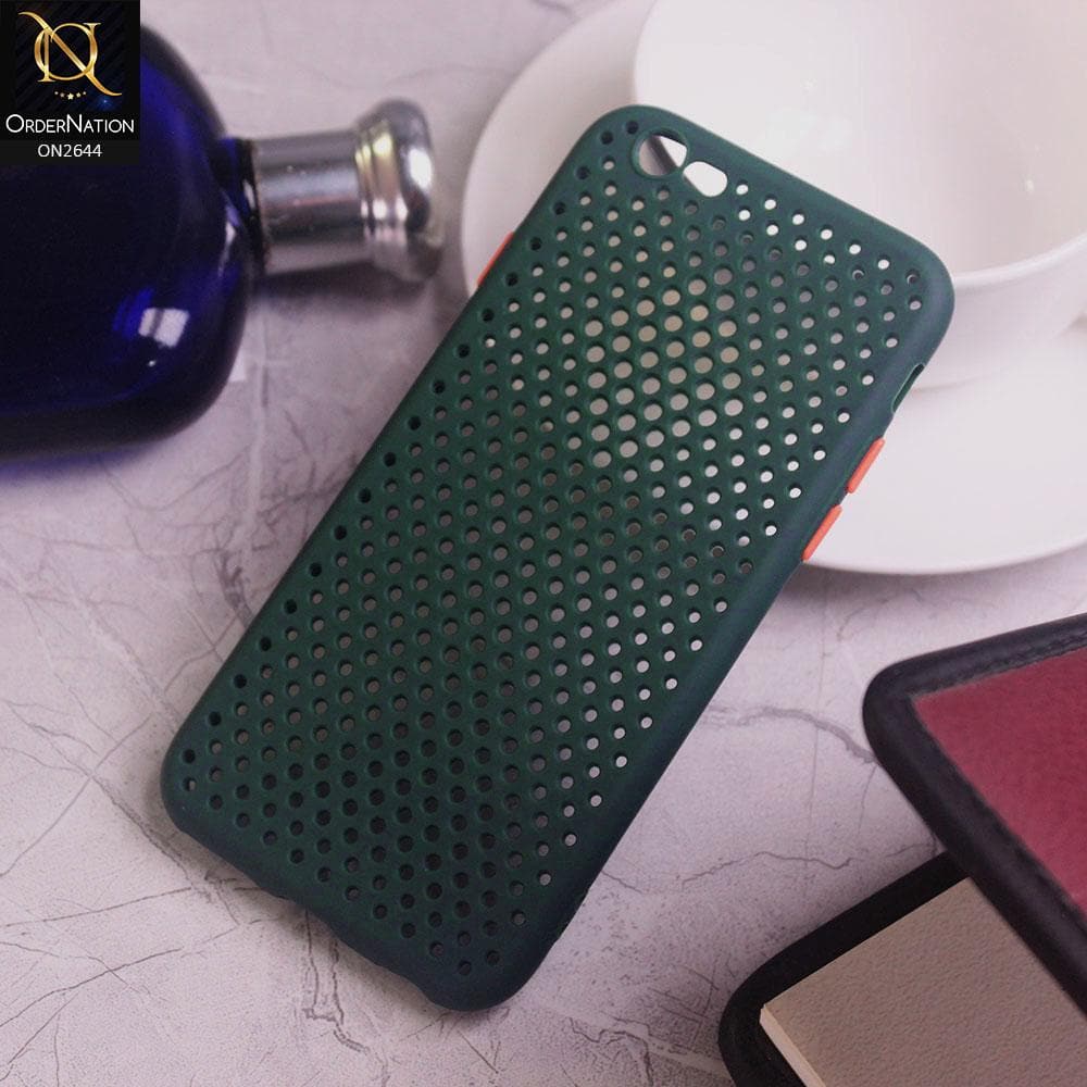 iPhone 6s Plus / 6 Plus Cover - Dark Green - Cooling Breathing Mesh Soft Rubber Feel Phone Case