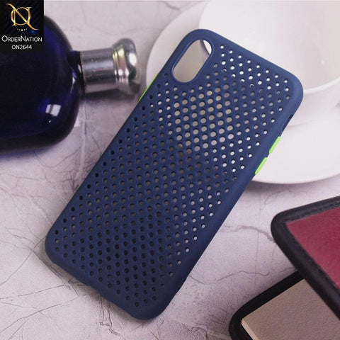 iPhone XS / X Cover - Blue - Cooling Breathing Mesh Soft Rubber Feel Phone Case