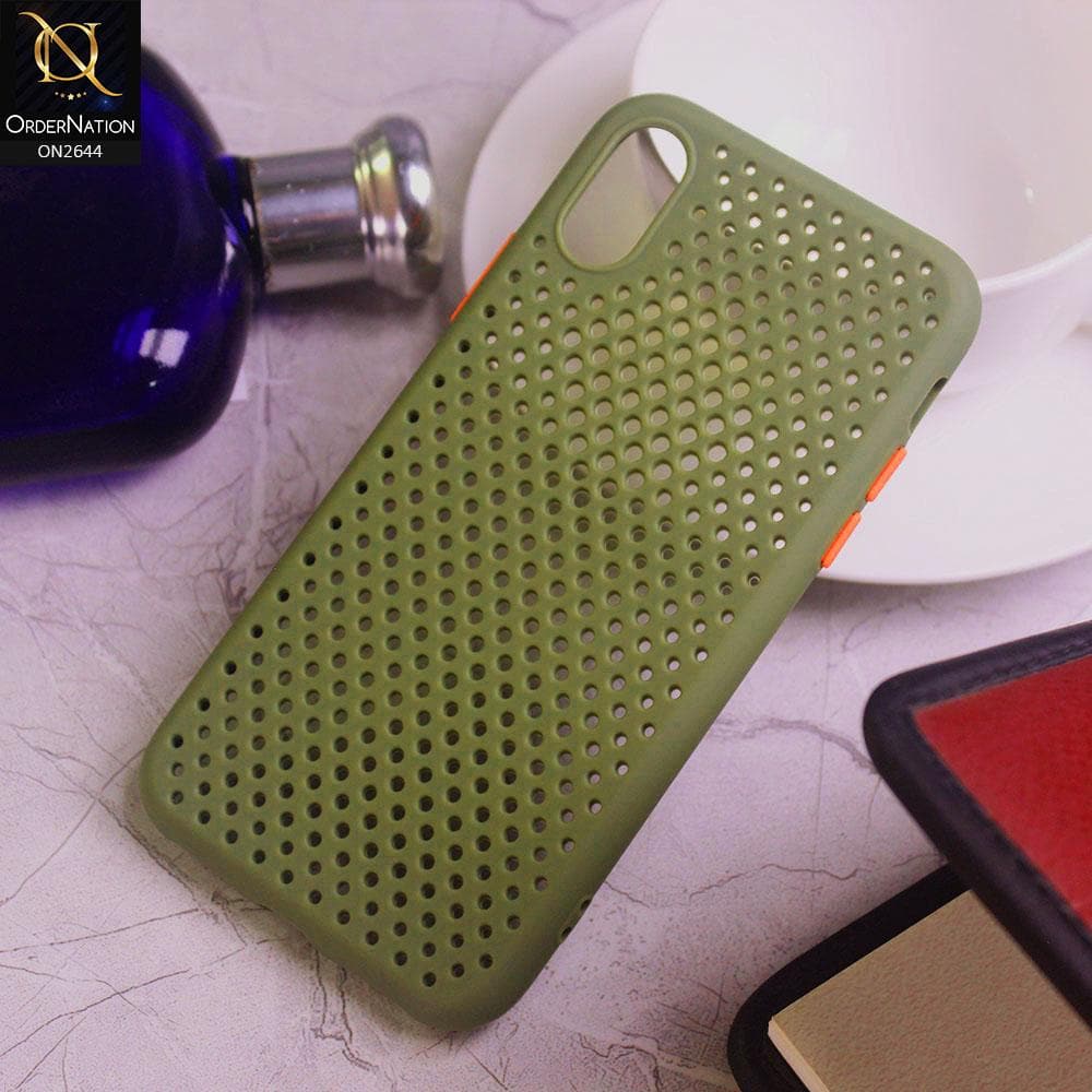 iPhone XS Max Cover - Light Green - Cooling Breathing Mesh Soft Rubber Feel Phone Case