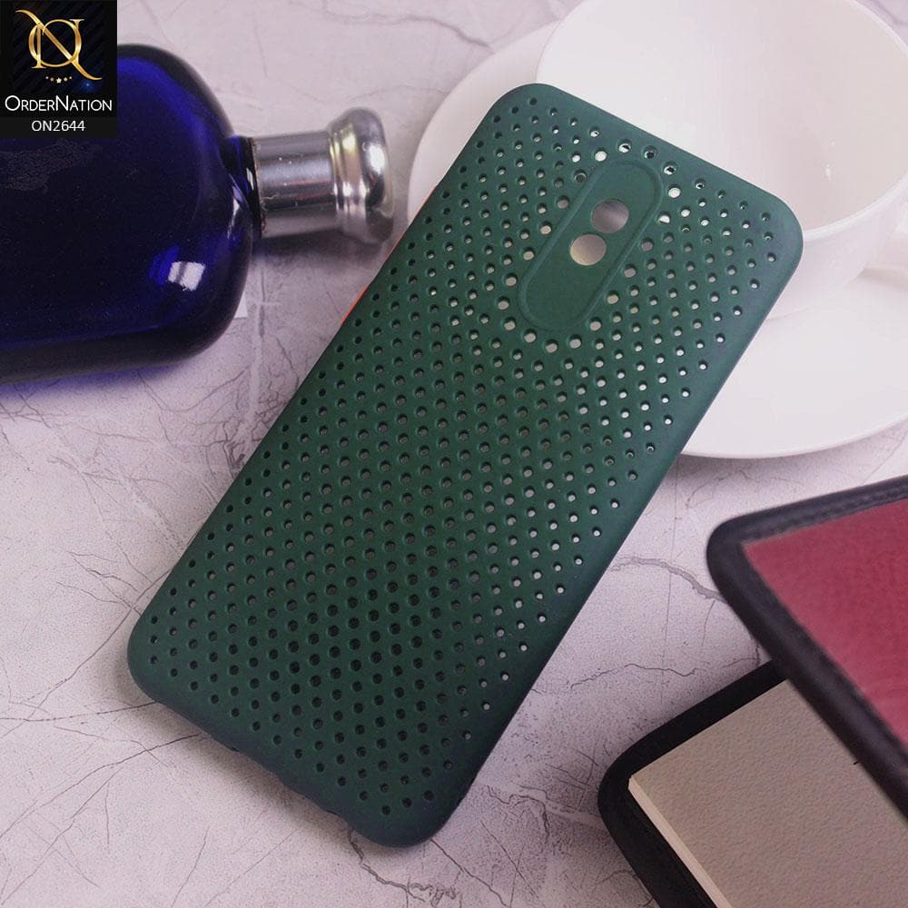 Xiaomi Redmi 8A Cover - Dark Green - Cooling Breathing Mesh Soft Rubber Feel Phone Case