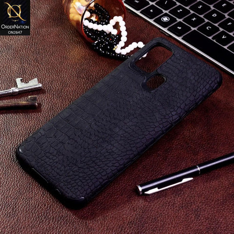 Samsung Galaxy A21s Cover - Black - New Crocks Texture Synthetic Leather Soft TPU Case