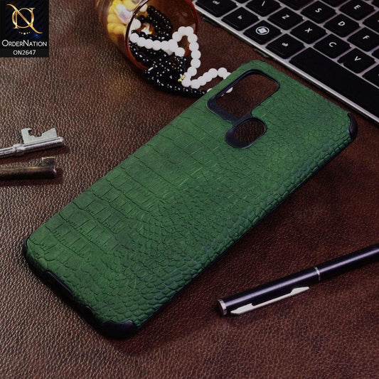 Samsung Galaxy A21s Cover - Green - New Crocks Texture Synthetic Leather Soft TPU Case