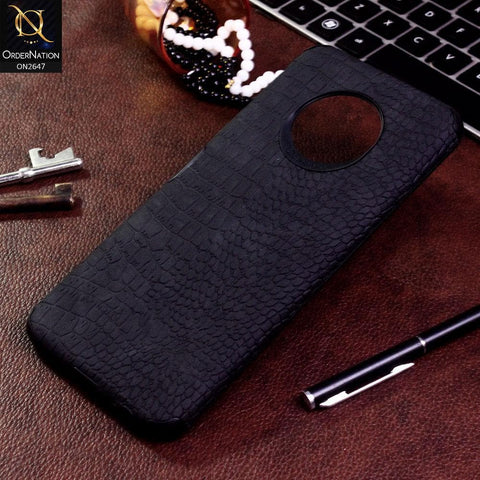 Infinix Note 7 Cover - Black - New Crocks Texture Synthetic Leather Soft TPU Case