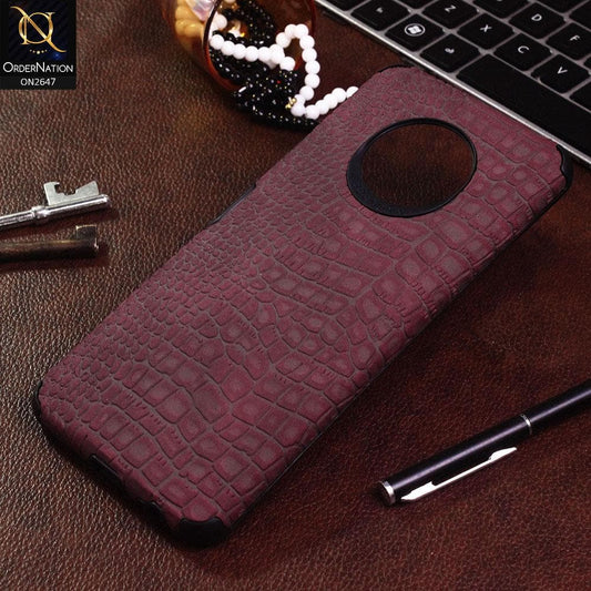 Infinix Note 7 Cover - Maroon - New Crocks Texture Synthetic Leather Soft TPU Case