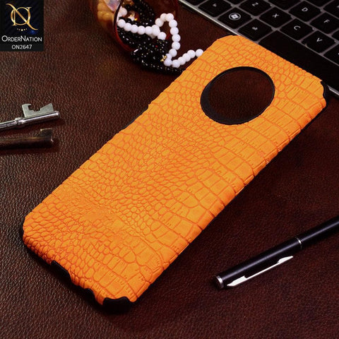 Infinix Note 7 Cover - Mustard - New Crocks Texture Synthetic Leather Soft TPU Case