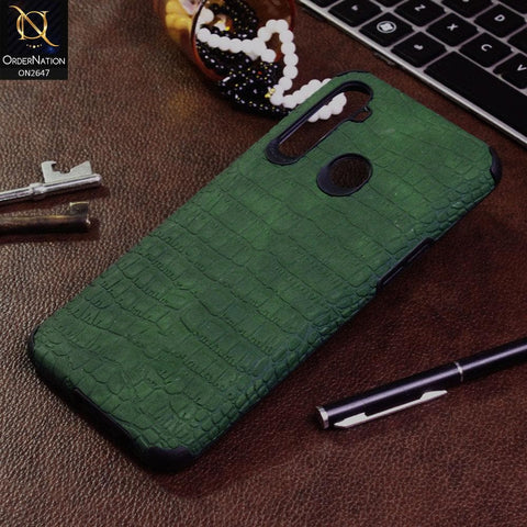 Realme 5 Cover - Green - New Crocks Texture Synthetic Leather Soft TPU Case