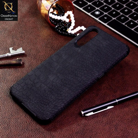 Vivo S1 Cover - Black - New Crocks Texture Synthetic Leather Soft TPU Case