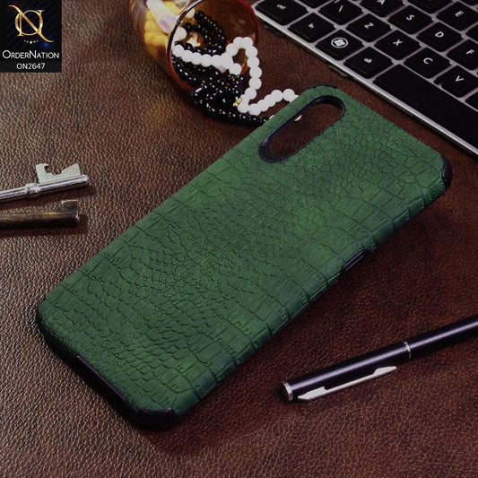 Vivo S1 Cover - Green - New Crocks Texture Synthetic Leather Soft TPU Case u2