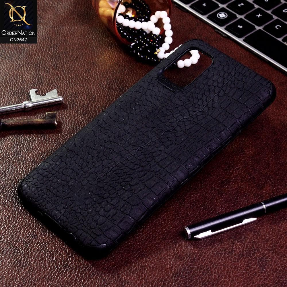 Samsung Galaxy A31 Cover - Black - New Crocks Texture Synthetic Leather Soft TPU Case