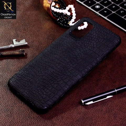 Samsung Galaxy A31 Cover - Black - New Crocks Texture Synthetic Leather Soft TPU Case
